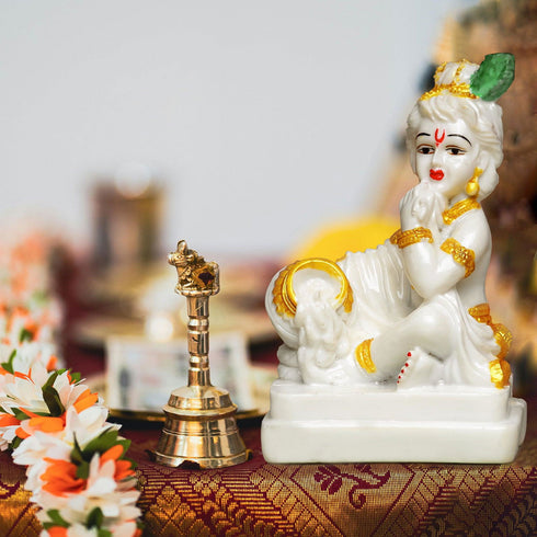 Gold White Gopal - The Earth Store - God Statue